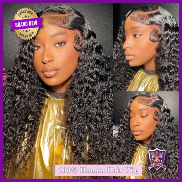36 Inch Deep Wave Lace Front Wig Human Hair 200 Density Glueless